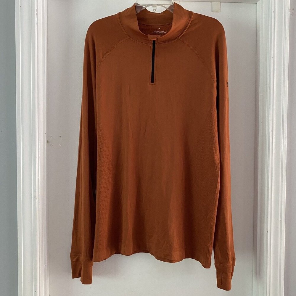 Fabletics Brick Orange Training Day 1/4 Zip Pullover Shirt Men's Size Large